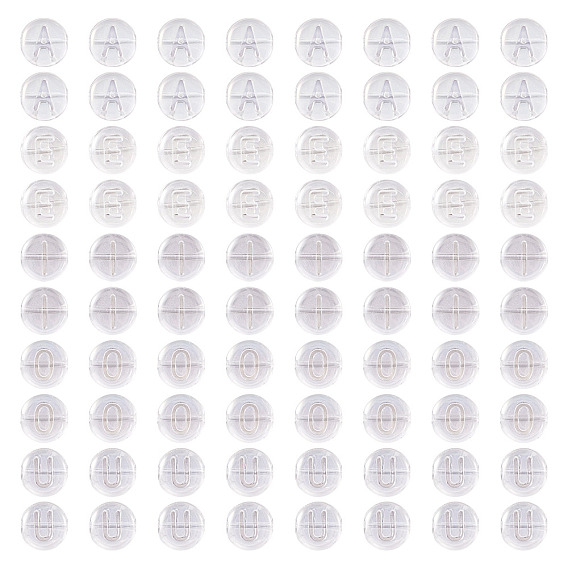 100 шт. 5 стили гальванизированные стеклянные бусины, плоские круглые с буквы