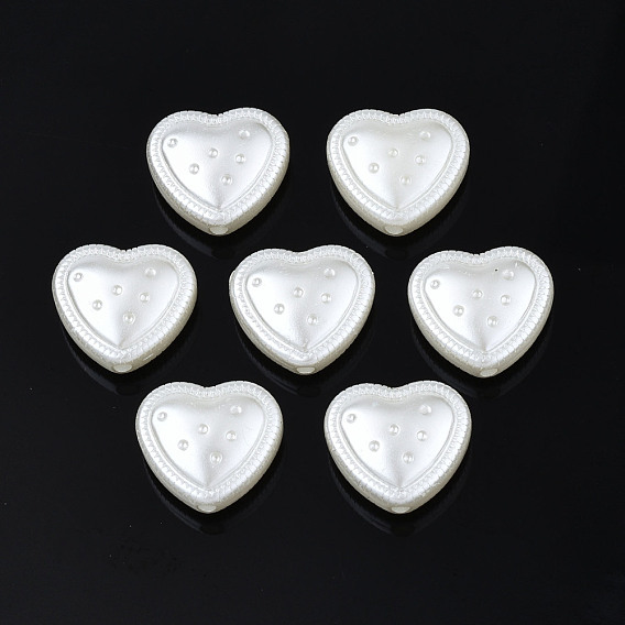 ABS Plastic Imitation Pearl Beads, Heart