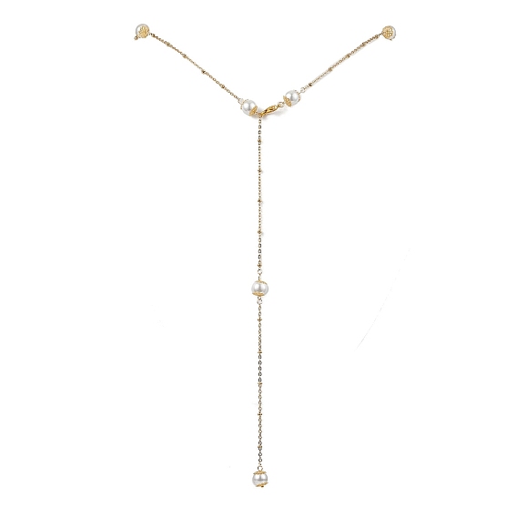 304 цепные ремни из нержавеющей стали, кабельные цепи, со стеклянной жемчужной бусиной и застежкой-карабином из цинкового сплава