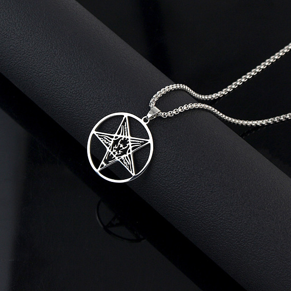 Панк-стиль 304 ожерелья с подвеской в виде печати демона из нержавеющей стали, цвет нержавеющей стали, не тускнеет