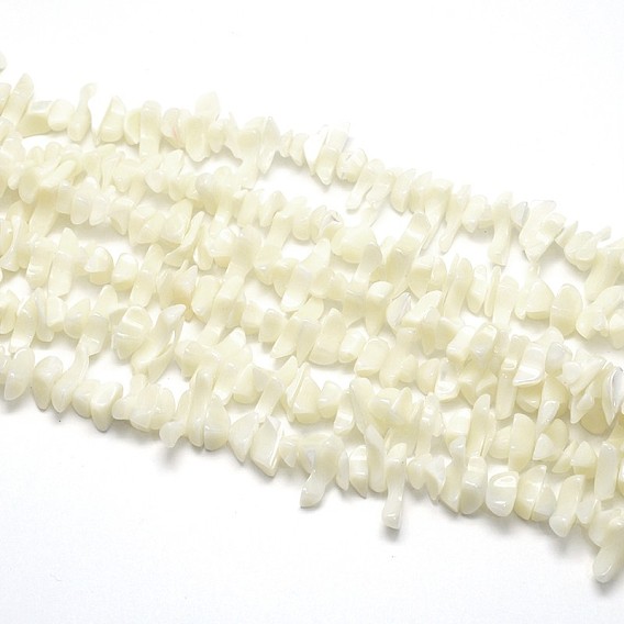 Natural White Shell Beads Strands, Mother of Pearl Shell Beads, Nuggets Chips, Dyed