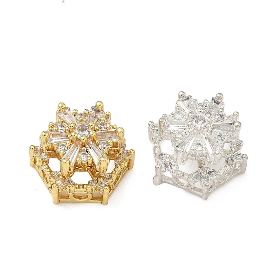 Латунные прозрачные бусины из кубического циркония, без кадмия и без свинца, стойки покрытие, долговечный, цветок