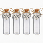 4Pcs Glass Cork Wishing Bottles, with Alloy Pendants, Column