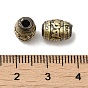 Tibetan Style Rack Plating Brass Beads, Long-Lasting Plated, Barrel with Runes Pattern