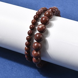 Браслеты из натуральной кофейной яшмы, эластичные браслеты для мужчин и женщин, круглые