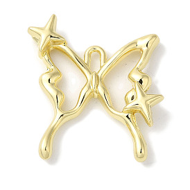 Rack Plating Alloy Pendants, Cadmium Free & Nickel Free & Lead Free, Butterfly with Star