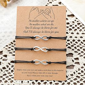 Minimalist 8-Word Alloy Handmade Braided Friendship Bracelet Set (3 Pieces)