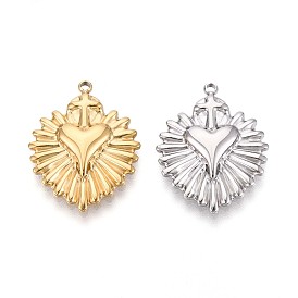 304 подвески из нержавеющей стали, сердце с крестиком