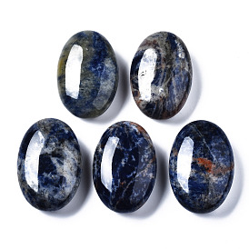 Natural Sodalite Oval Palm Stone, Reiki Healing Pocket Stone for Anxiety Stress Relief Therapy