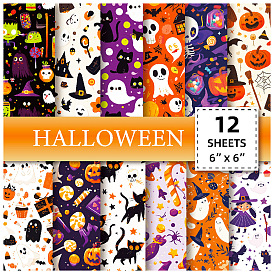 Papel para álbumes de recortes con patrón de fantasma de murciélago de halloween, Para hacer tarjetas, manualidades, decoración de álbumes de recortes.