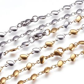 304 Stainless Steel Chain Necklaces, with Lobster Claw Clasps, Ion Plating (IP), Oval