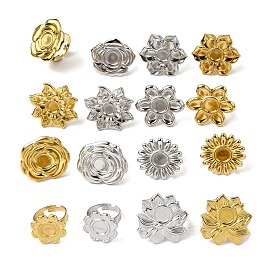 Регулируемые 304 открытые манжетные кольца из нержавеющей стали, настройки кольца чашки безеля, цветок