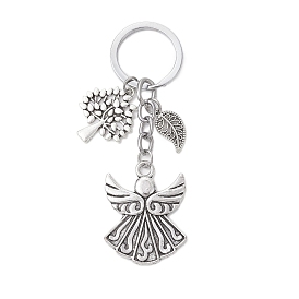 Alloy Pendants Keychain, Leaf and Angel and Tree