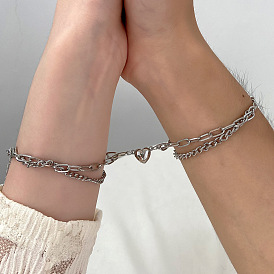 Double-layer Magnetic Heart Bracelet for Couples and Best Friends - Unique Design, Trendy Style