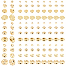 PandaHall Elite 120Pcs 12 Style Brass Spacer Beads, Long-Lasting Plated, Disc & Flat Round