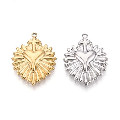 304 подвески из нержавеющей стали, сердце с крестиком