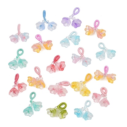Подвески в виде цветов ручной работы, изготовленные методом выдувания стекла., Подвески в виде цветов с петлями из полиэстерового шнура