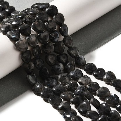 Натуральные нити бус из ларвикита, сердце