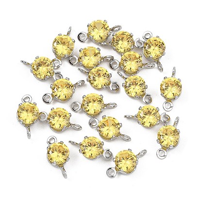 Shegrace Messing-Pavé-Zirkonia-flache runde Verbindungsanhänger, Cadmiumfrei und Nickel frei und Bleifrei, langlebig überzogen
