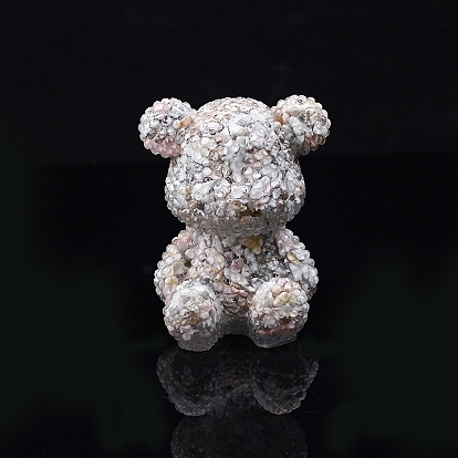 Resin Bear Display Decoration, with Shell Chips inside Statues for Home Office Decorations