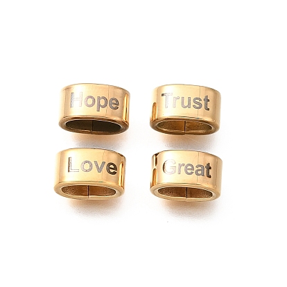 304 из нержавеющей стали крупные бусины отверстие, прямоугольник со словом, ионное покрытие (ip), долговечный