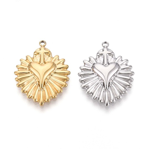 304 подвески из нержавеющей стали, сердце с крестиком