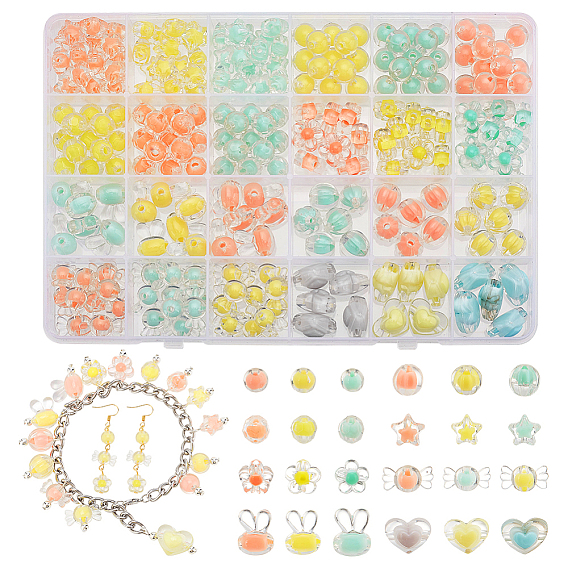 234 шт прозрачные акриловые бусины, бусина в бусине, разнообразные