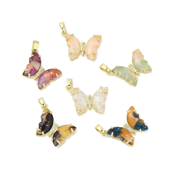 Стойки обшивки латунные подвески, с резионом, цирконий, долговечный, без свинца и без кадмия, реальное золото 18 тыс., бабочка