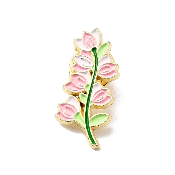 Flower Enamel Pin, Light Gold Alloy Brooch for Backpack Clothes