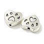 Сплавочные овальные бусины тибетского стиля , без свинца и без кадмия, сердце с печатью коготки