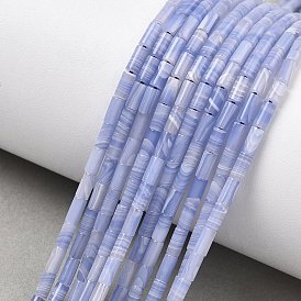 Синтетические синие кружевные бусины из агата, колонка