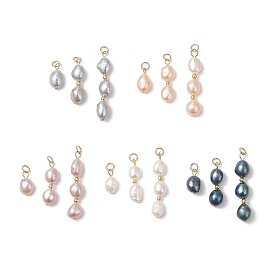 Подвески из натурального жемчуга и картофеля, с 304 двойными петлями из нержавеющей стали, золотые, смешанные окрашенные и неокрашенные