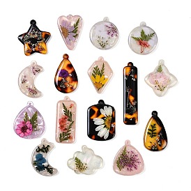 Epoxy Resin Pendants, Cadmium Free & Lead Free, Inner Flower