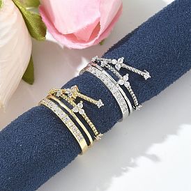 Манжеты с короной из прозрачного кубического циркония, украшения из латуни для женщин, долговечный, стойки покрытие, без свинца и без кадмия