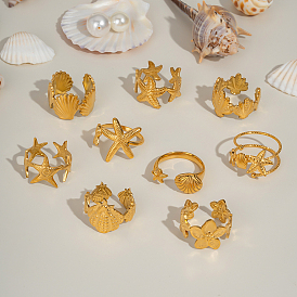 Кольца-манжеты из нержавеющей стали с морской тематикой, форма морской звезды/ракушки