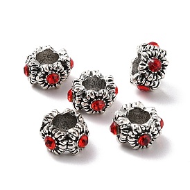 Сплавочные европейские бусины, с кристально горный хрусталь, бусины с большим отверстием, цветок