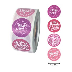4 Styles Self-Adhesive Thank You Stickers Roll, Adhesive Labels