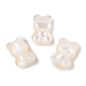 Natural White Shell Beads, Half Drilled, Bear