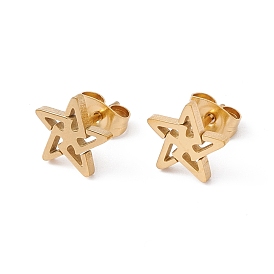 304 Stainless Steel Star Stud Earrings for Men Women