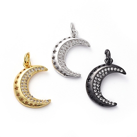Латунные микро проложить кубического циркония подвески, с прыжковых колец, Луна и звезды
