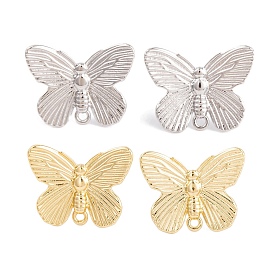 Rack Plating Brass Stud Earring, Cadmium Free & Lead Free, Long-Lasting Plated, Butterfly