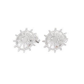 304 Stainless Steel Stud Earring Findings, Earring Setting for Enamel, with Ear Nuts and Loops, Helm