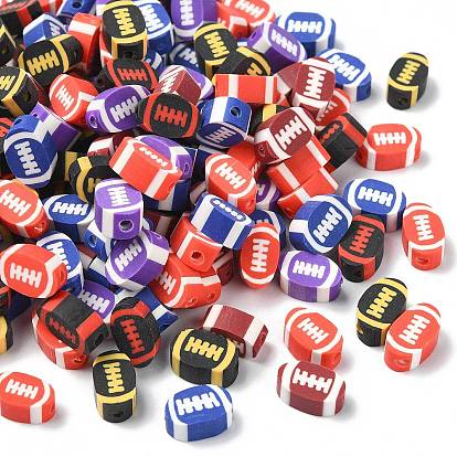 1 сумка из полимерной глины ручной работы в виде регбийных бусин