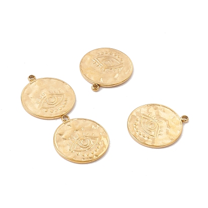 Ion Plating(IP) 304 Stainless Steel Pendants, Flat Round with Eye