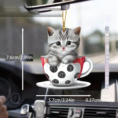 Cat Shape Acrylic Pendant Decorations, for Car