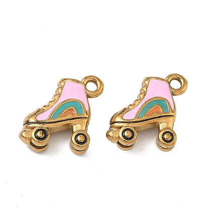 304 нержавеющей стальной эмали подвески, брелоки для роликовых коньков, ионное покрытие (ip), реальный 18 k позолоченный