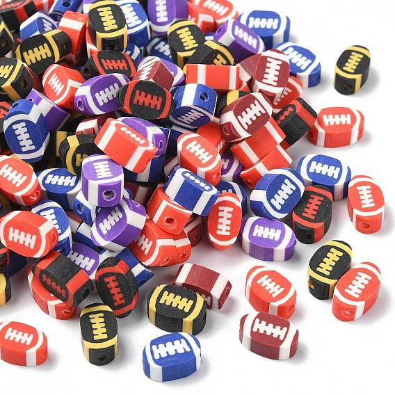 1 сумка из полимерной глины ручной работы в виде регбийных бусин