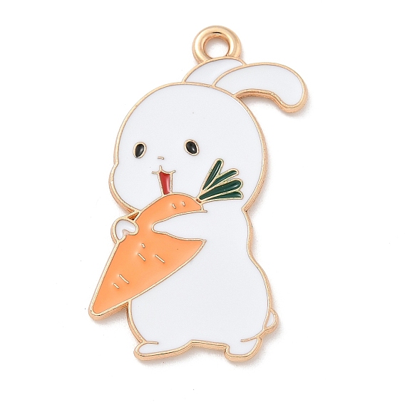 Подвески из эмали и сплава, золотой свет, без кадмия и без свинца, кролик с морковным шармом