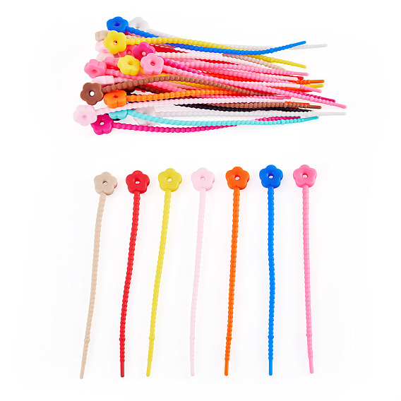 30шт. силиконовые кабельные стяжки в форме цветка, ремешок-органайзер, для управления проводами