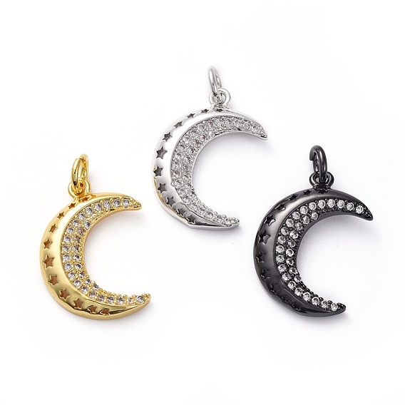 Латунные микро проложить кубического циркония подвески, с прыжковых колец, Луна и звезды